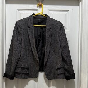 Ann Taylor Ruffled Peplum Charcoal Blazer